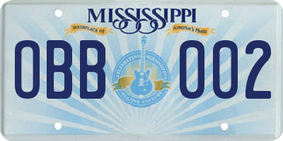 MS license plate OBB002
