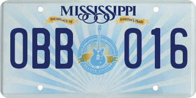 MS license plate OBB016