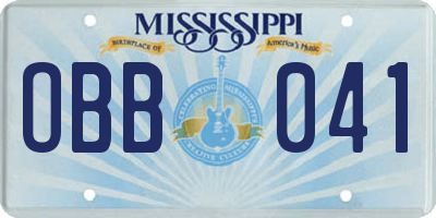 MS license plate OBB041