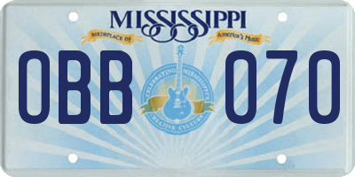 MS license plate OBB070