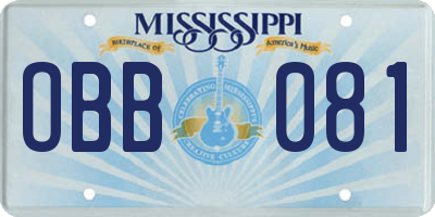 MS license plate OBB081