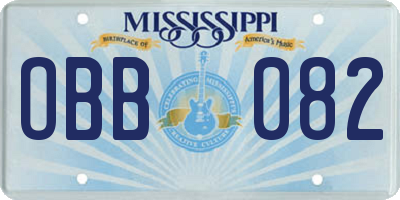 MS license plate OBB082