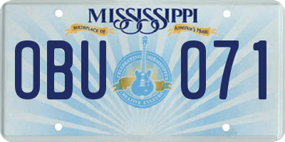 MS license plate OBU071