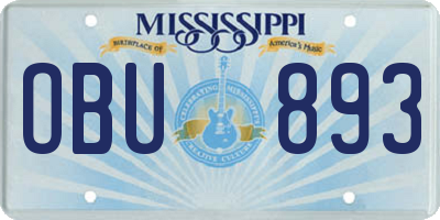 MS license plate OBU893