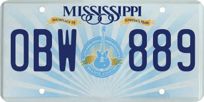 MS license plate OBW889