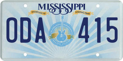 MS license plate ODA415