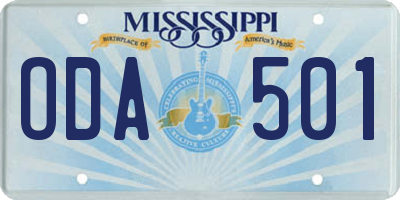 MS license plate ODA501