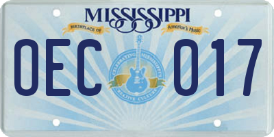 MS license plate OEC017