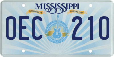 MS license plate OEC210