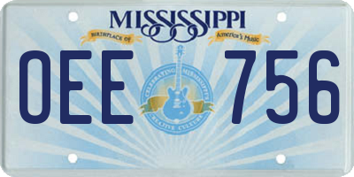 MS license plate OEE756