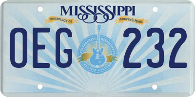 MS license plate OEG232