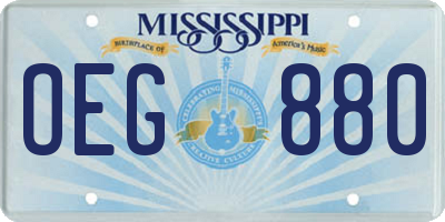 MS license plate OEG880