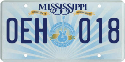 MS license plate OEH018