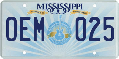 MS license plate OEM025