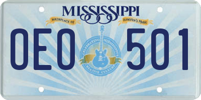 MS license plate OEO501