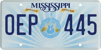 MS license plate OEP445
