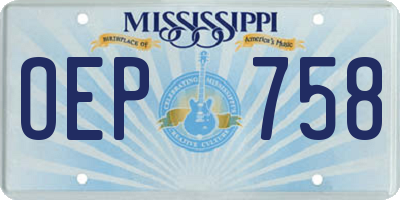 MS license plate OEP758