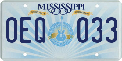 MS license plate OEQ033