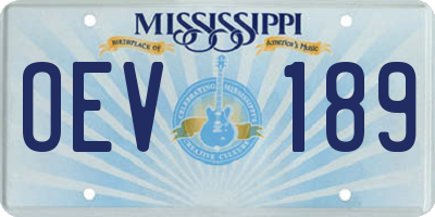 MS license plate OEV189