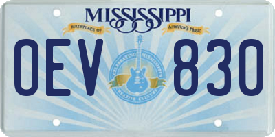 MS license plate OEV830