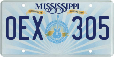 MS license plate OEX305