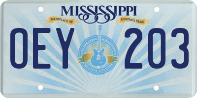 MS license plate OEY203