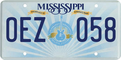 MS license plate OEZ058