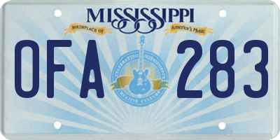 MS license plate OFA283