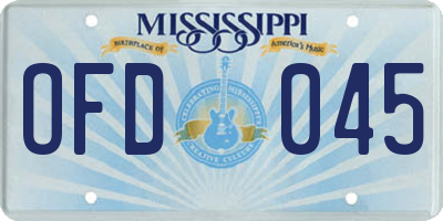 MS license plate OFD045