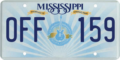 MS license plate OFF159