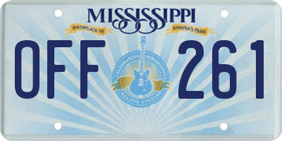 MS license plate OFF261