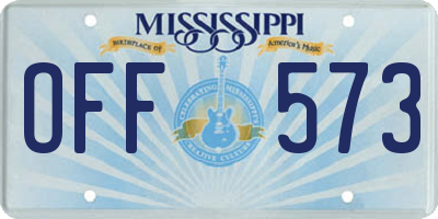 MS license plate OFF573