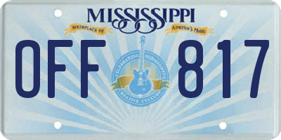 MS license plate OFF817