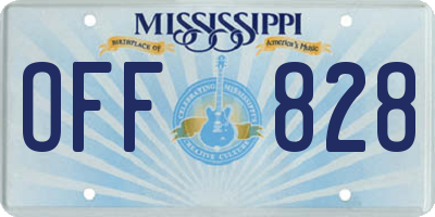 MS license plate OFF828
