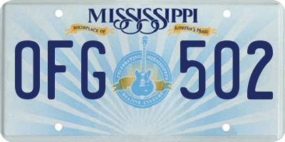 MS license plate OFG502