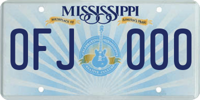 MS license plate OFJ000
