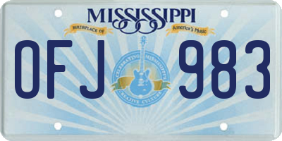 MS license plate OFJ983