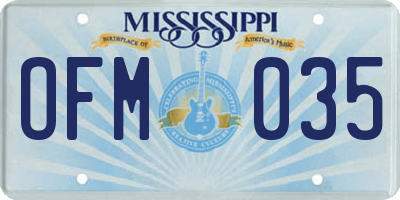 MS license plate OFM035