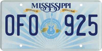 MS license plate OFO925