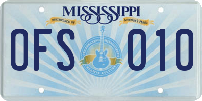 MS license plate OFS010