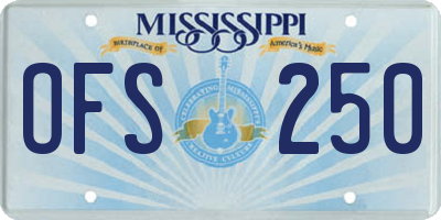 MS license plate OFS250