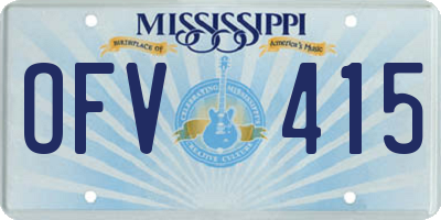 MS license plate OFV415