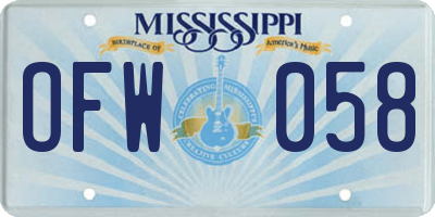 MS license plate OFW058