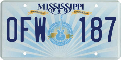 MS license plate OFW187