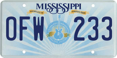 MS license plate OFW233