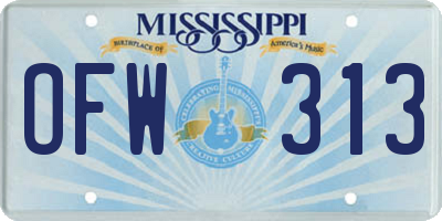 MS license plate OFW313