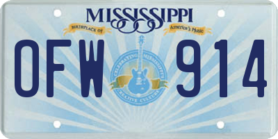 MS license plate OFW914