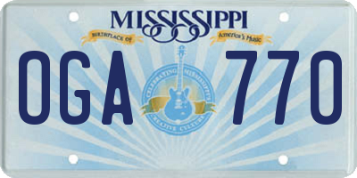 MS license plate OGA770