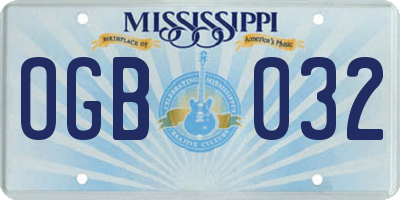 MS license plate OGB032