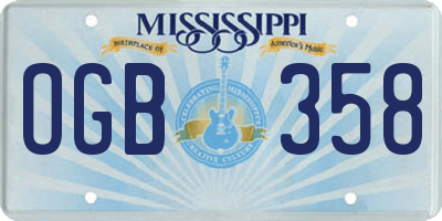 MS license plate OGB358